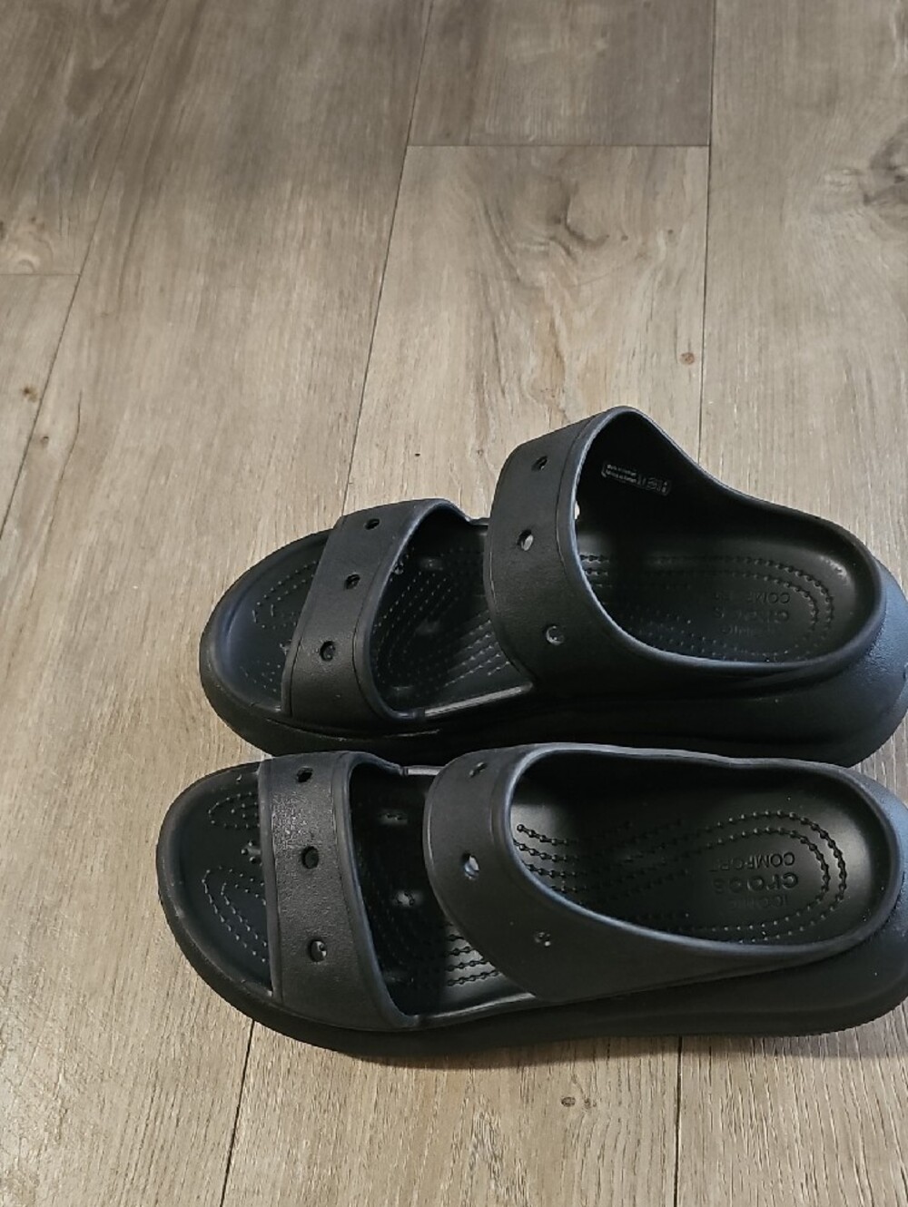CROCS Black Double-Strap Slide Sandals - Picture 2 of 4